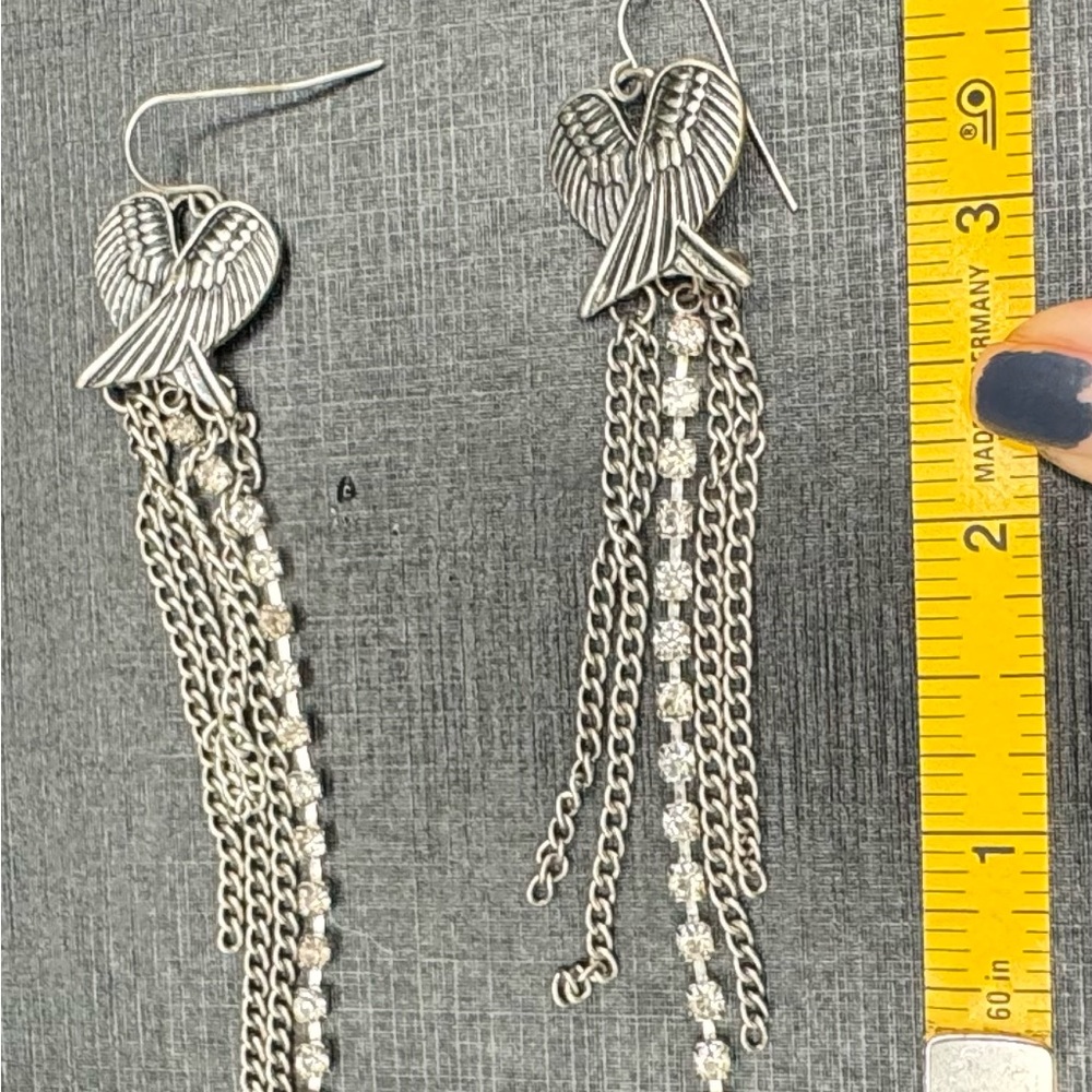 Silver Angel Wing Dangle Earrings